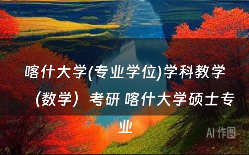 喀什大学(专业学位)学科教学（数学）考研 喀什大学硕士专业