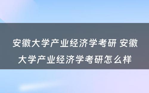 安徽大学产业经济学考研 安徽大学产业经济学考研怎么样