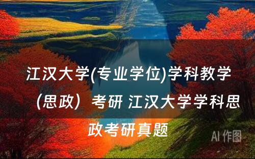 江汉大学(专业学位)学科教学（思政）考研 江汉大学学科思政考研真题