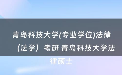 青岛科技大学(专业学位)法律（法学）考研 青岛科技大学法律硕士