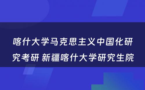 喀什大学马克思主义中国化研究考研 新疆喀什大学研究生院