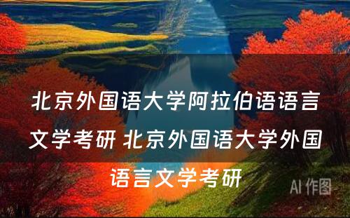 北京外国语大学阿拉伯语语言文学考研 北京外国语大学外国语言文学考研