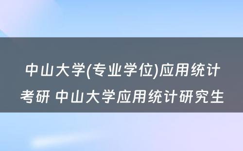 中山大学(专业学位)应用统计考研 中山大学应用统计研究生