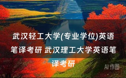 武汉轻工大学(专业学位)英语笔译考研 武汉理工大学英语笔译考研