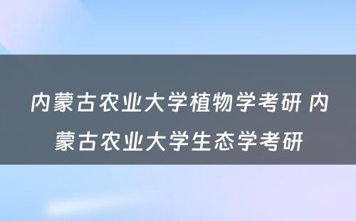 内蒙古农业大学植物学考研 内蒙古农业大学生态学考研