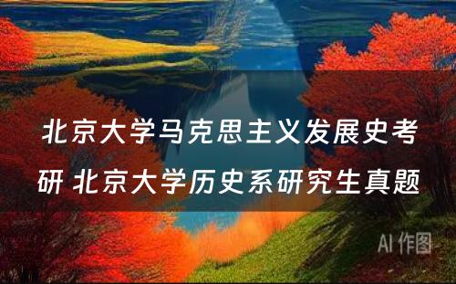 北京大学马克思主义发展史考研 北京大学历史系研究生真题