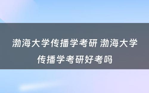 渤海大学传播学考研 渤海大学传播学考研好考吗