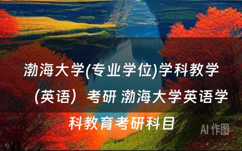 渤海大学(专业学位)学科教学（英语）考研 渤海大学英语学科教育考研科目