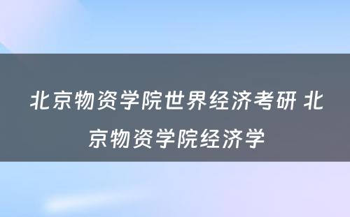 北京物资学院世界经济考研 北京物资学院经济学