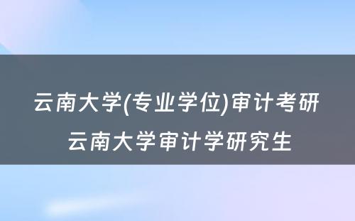 云南大学(专业学位)审计考研 云南大学审计学研究生