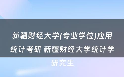 新疆财经大学(专业学位)应用统计考研 新疆财经大学统计学研究生