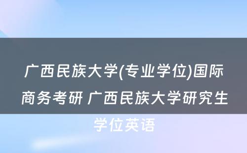 广西民族大学(专业学位)国际商务考研 广西民族大学研究生学位英语