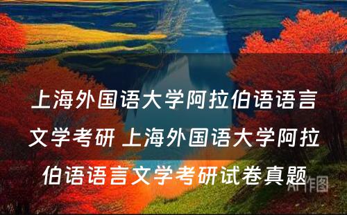 上海外国语大学阿拉伯语语言文学考研 上海外国语大学阿拉伯语语言文学考研试卷真题