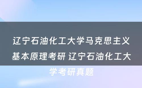 辽宁石油化工大学马克思主义基本原理考研 辽宁石油化工大学考研真题