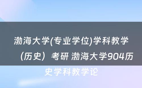 渤海大学(专业学位)学科教学（历史）考研 渤海大学904历史学科教学论