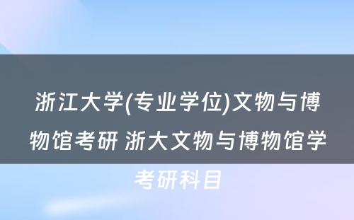 浙江大学(专业学位)文物与博物馆考研 浙大文物与博物馆学考研科目