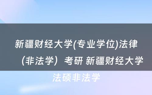 新疆财经大学(专业学位)法律（非法学）考研 新疆财经大学法硕非法学