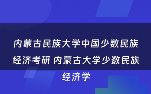 内蒙古民族大学中国少数民族经济考研 内蒙古大学少数民族经济学