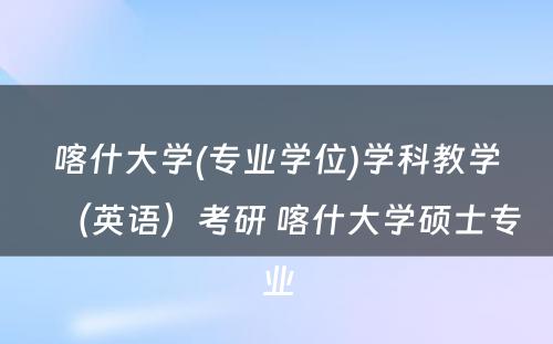 喀什大学(专业学位)学科教学（英语）考研 喀什大学硕士专业