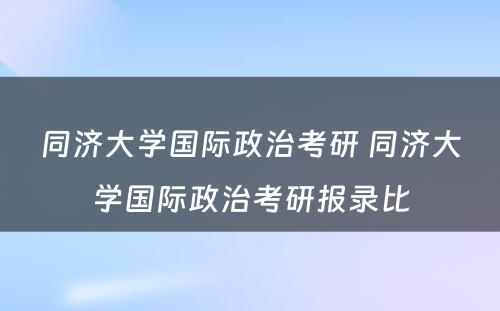 同济大学国际政治考研 同济大学国际政治考研报录比