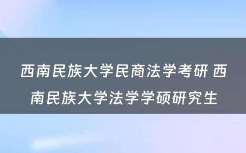 西南民族大学民商法学考研 西南民族大学法学学硕研究生