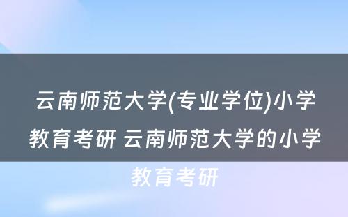 云南师范大学(专业学位)小学教育考研 云南师范大学的小学教育考研