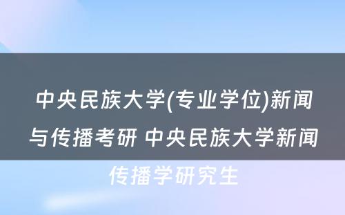 中央民族大学(专业学位)新闻与传播考研 中央民族大学新闻传播学研究生