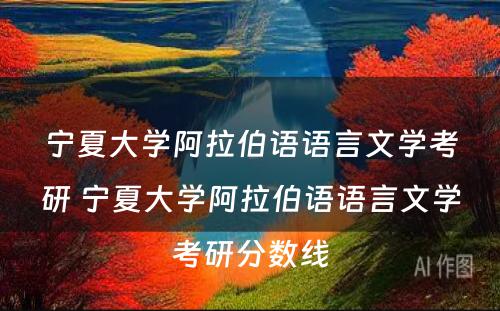 宁夏大学阿拉伯语语言文学考研 宁夏大学阿拉伯语语言文学考研分数线