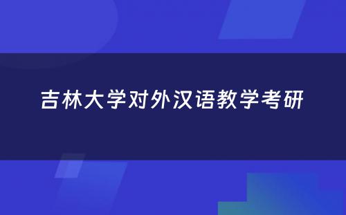 吉林大学对外汉语教学考研 