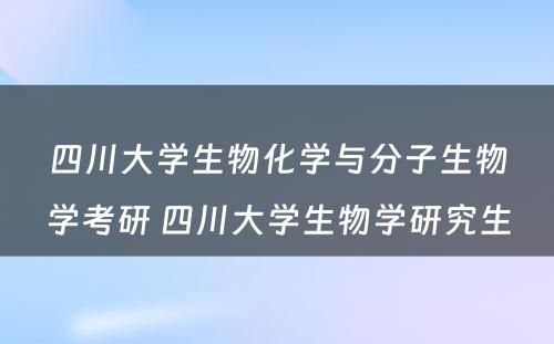 四川大学生物化学与分子生物学考研 四川大学生物学研究生