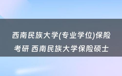 西南民族大学(专业学位)保险考研 西南民族大学保险硕士