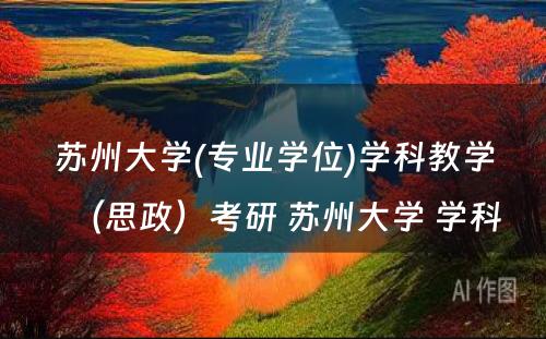 苏州大学(专业学位)学科教学（思政）考研 苏州大学 学科