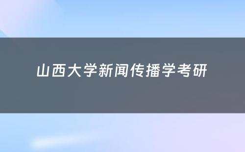 山西大学新闻传播学考研 