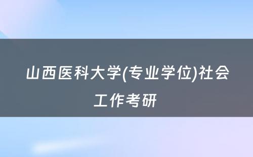 山西医科大学(专业学位)社会工作考研 