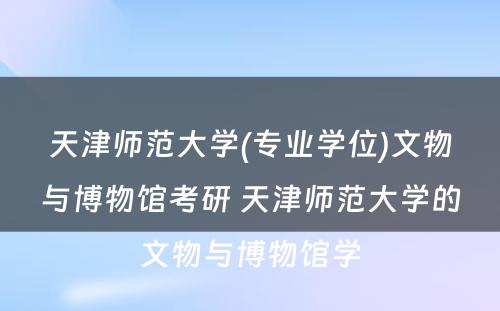 天津师范大学(专业学位)文物与博物馆考研 天津师范大学的文物与博物馆学