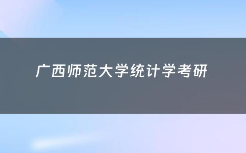 广西师范大学统计学考研 