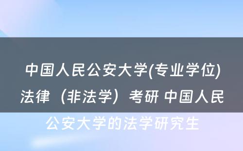 中国人民公安大学(专业学位)法律（非法学）考研 中国人民公安大学的法学研究生