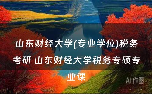 山东财经大学(专业学位)税务考研 山东财经大学税务专硕专业课