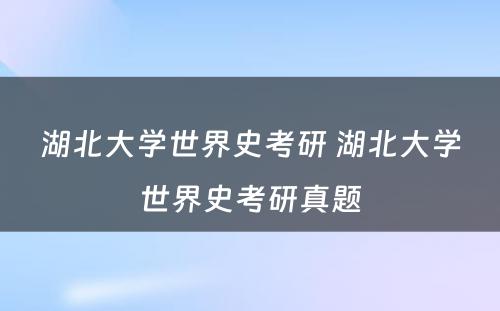 湖北大学世界史考研 湖北大学世界史考研真题