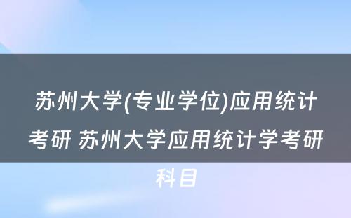 苏州大学(专业学位)应用统计考研 苏州大学应用统计学考研科目