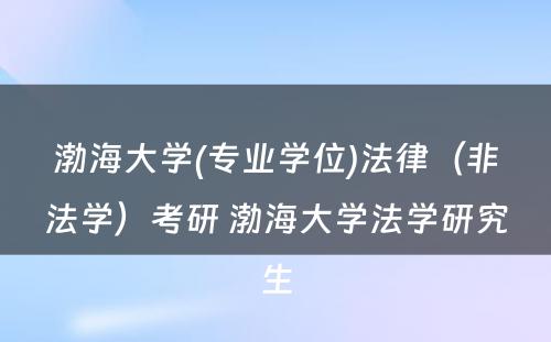 渤海大学(专业学位)法律（非法学）考研 渤海大学法学研究生