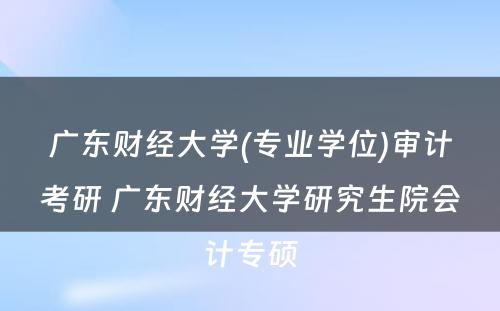 广东财经大学(专业学位)审计考研 广东财经大学研究生院会计专硕