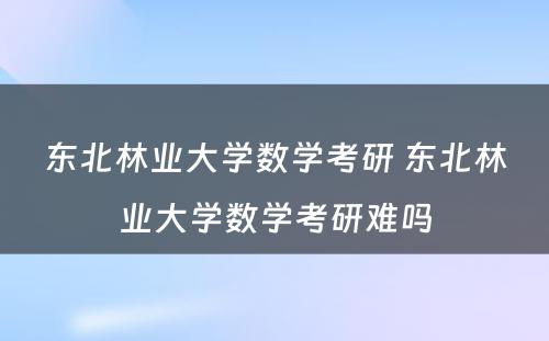 东北林业大学数学考研 东北林业大学数学考研难吗