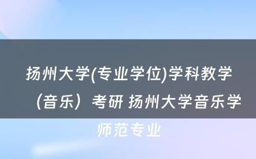 扬州大学(专业学位)学科教学（音乐）考研 扬州大学音乐学师范专业