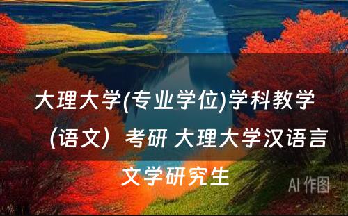 大理大学(专业学位)学科教学（语文）考研 大理大学汉语言文学研究生