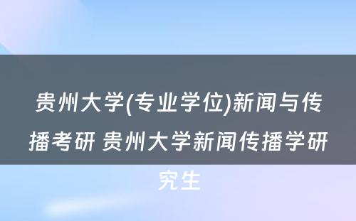 贵州大学(专业学位)新闻与传播考研 贵州大学新闻传播学研究生