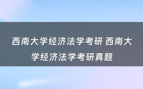 西南大学经济法学考研 西南大学经济法学考研真题