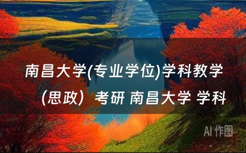 南昌大学(专业学位)学科教学（思政）考研 南昌大学 学科