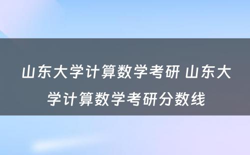 山东大学计算数学考研 山东大学计算数学考研分数线