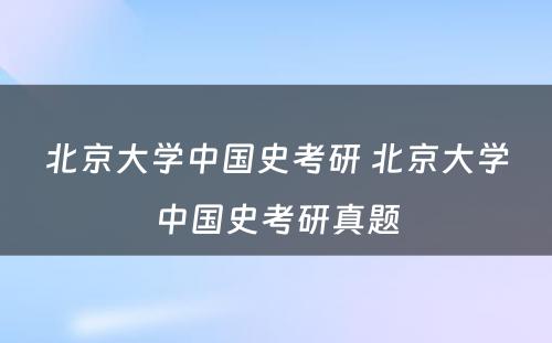 北京大学中国史考研 北京大学中国史考研真题